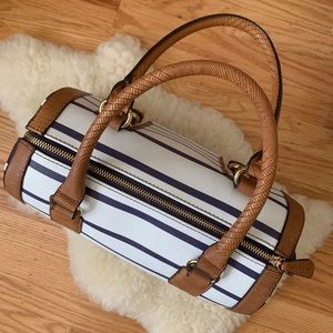 New White and Blue striped bag from Aldo